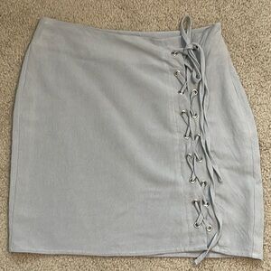TOBI LINEN LACE UP MINI SKIRT PALE BLUE SIZE SMALL PETITE